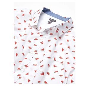 Van Heusen Men's Never Tuck Short Sleeve Button Down Shirt NWT Size L